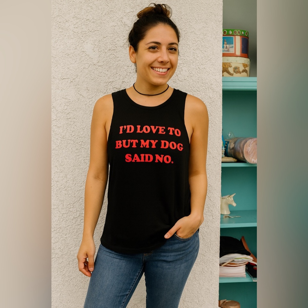 Express I’d Love You But My Dog Said No Black Tank XS